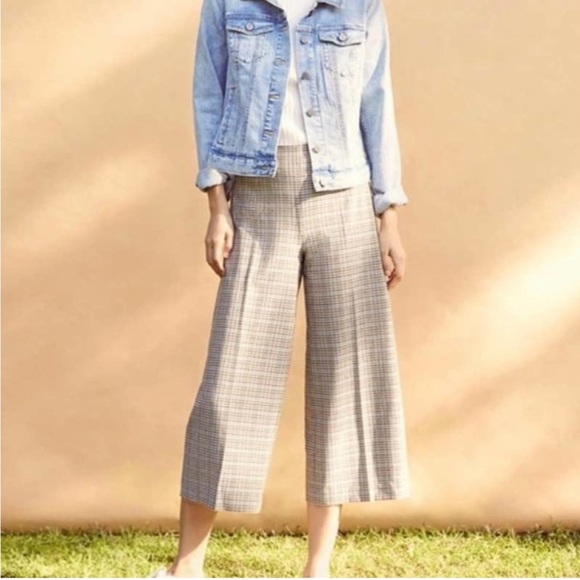 Ann Taylor LOFT Plaid High Rise Wide Leg Trouser Crop Pant Preppy Academia 6 - Picture 11 of 11